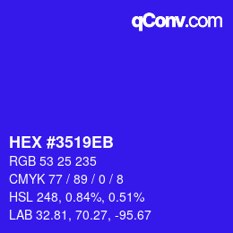 Color code: HEX #3519EB | qconv.com