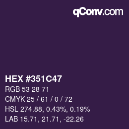 颜色代码: HEX #351C47 | qconv.com