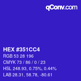 カラーコード: HEX #351CC4 | qconv.com