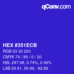 Color code: HEX #351ECB | qconv.com