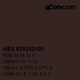 Code couleur: HEX #35242100 | qconv.com