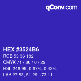 Color code: HEX #3524B6 | qconv.com