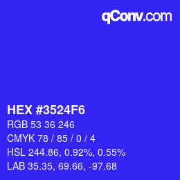 Color code: HEX #3524F6 | qconv.com