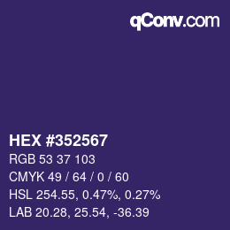 颜色代码: HEX #352567 | qconv.com