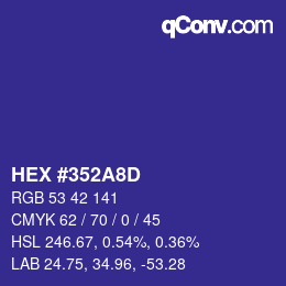 Color code: HEX #352A8D | qconv.com