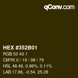 カラーコード: HEX #352B01 | qconv.com