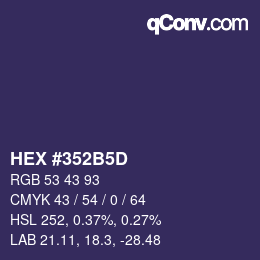 Color code: HEX #352B5D | qconv.com