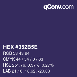 Color code: HEX #352B5E | qconv.com