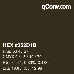 Color code: HEX #352D1B | qconv.com