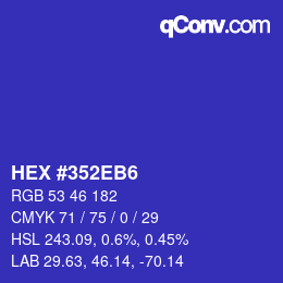 カラーコード: HEX #352EB6 | qconv.com