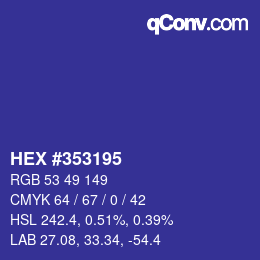 Farbcode: HEX #353195 | qconv.com