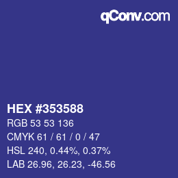 Color code: HEX #353588 | qconv.com