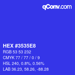 Color code: HEX #3535E8 | qconv.com