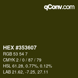Farbcode: HEX #353607 | qconv.com