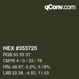 Farbcode: HEX #353725 | qconv.com