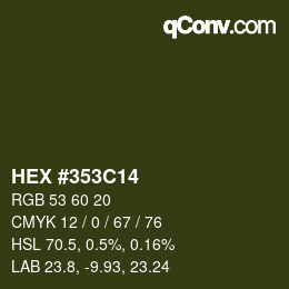 颜色代码: HEX #353C14 | qconv.com