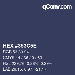 Farbcode: HEX #353C5E | qconv.com