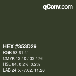 Color code: HEX #353D29 | qconv.com