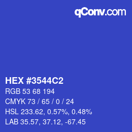 Color code: HEX #3544C2 | qconv.com