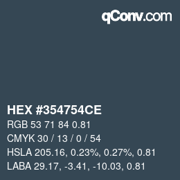 Farbcode: HEX #354754CE | qconv.com