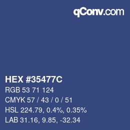 Color code: HEX #35477C | qconv.com