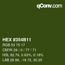Farbcode: HEX #354B11 | qconv.com