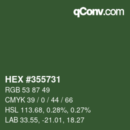 カラーコード: HEX #355731 | qconv.com