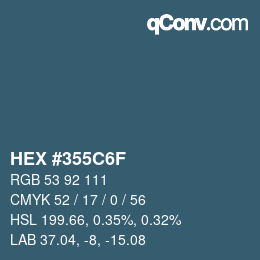 颜色代码: HEX #355C6F | qconv.com