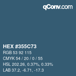 颜色代码: HEX #355C73 | qconv.com