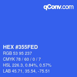颜色代码: HEX #355FED | qconv.com