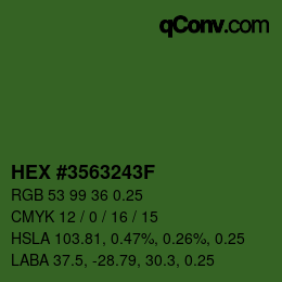 Farbcode: HEX #3563243F | qconv.com