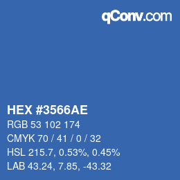 Color code: HEX #3566AE | qconv.com