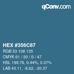 カラーコード: HEX #356C87 | qconv.com
