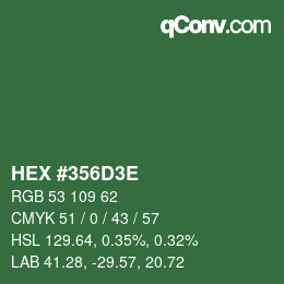 Color code: HEX #356D3E | qconv.com