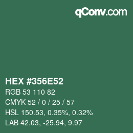 カラーコード: HEX #356E52 | qconv.com