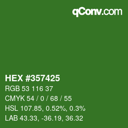 颜色代码: HEX #357425 | qconv.com