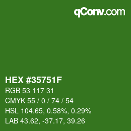 Color code: HEX #35751F | qconv.com