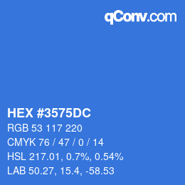 カラーコード: HEX #3575DC | qconv.com