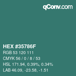 Color code: HEX #35786F | qconv.com