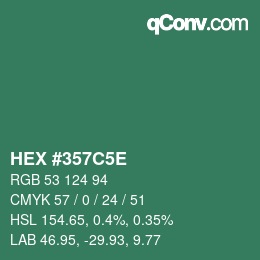 Color code: HEX #357C5E | qconv.com