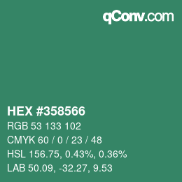 Color code: HEX #358566 | qconv.com