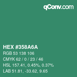 Farbcode: HEX #358A6A | qconv.com