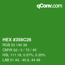 Color code: HEX #358C26 | qconv.com