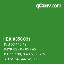 Color code: HEX #358C31 | qconv.com