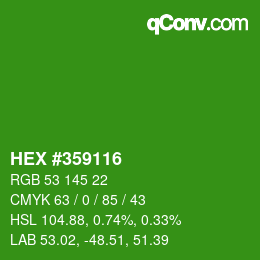 カラーコード: HEX #359116 | qconv.com