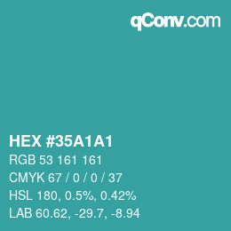 颜色代码: HEX #35A1A1 | qconv.com