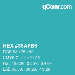 Farbcode: HEX #35AFB6 | qconv.com