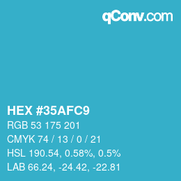 カラーコード: HEX #35AFC9 | qconv.com