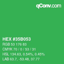 Color code: HEX #35B053 | qconv.com