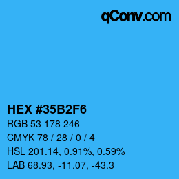 カラーコード: HEX #35B2F6 | qconv.com